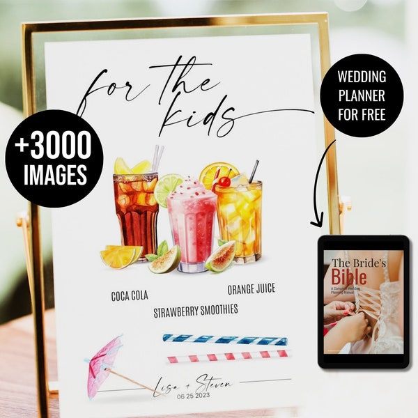 Kids Signature Drink Sign, His and her drinks, Children Drink Menu Sign, Birthday Party Drink Menu, Kids Party Drink Menu 3000+ Drink Images