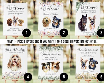 Custom Pet Wedding Welcome Sign: Animated Portrait (digital