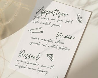 Hand Drawn Fall Dinner Party Menu