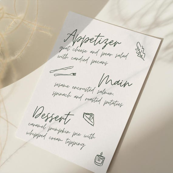 Hand Drawn Fall Dinner Party Menu