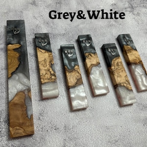 Handmade Olive Wood Mezuzah Case with Epoxy Resin - Judaica Gift from Israel