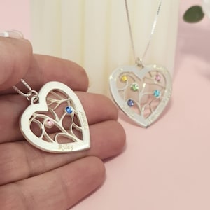 Personalisierte Herz Halskette - Baum des Lebens Halskette - Birthstone Herz Halskette für Mama - Herz Schmuck Geschenk für Sie - Muttertagsgeschenk