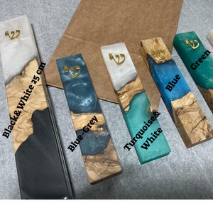 Handmade Olive Wood Epoxy Resin Mezuzah Case: Made in Israel Judaica Jewish Home Decor