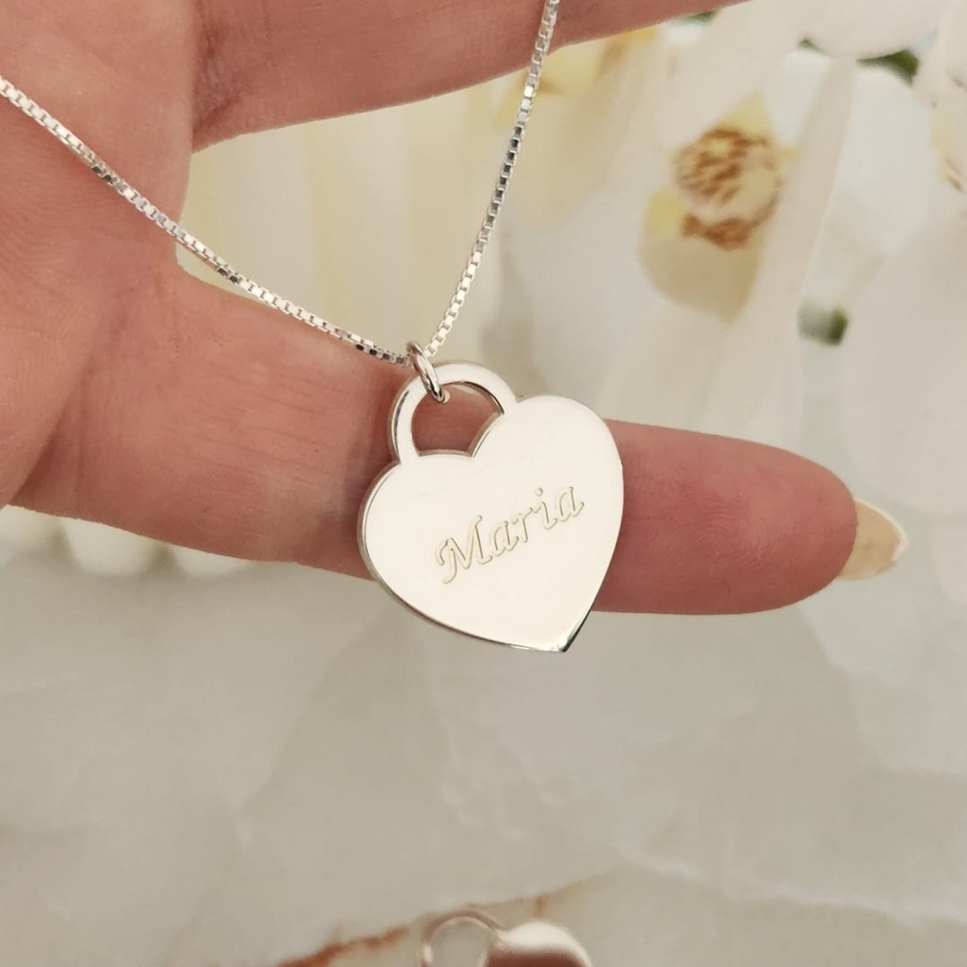 Heart Pendant With Name Valentines Day Gift engraved Heart Pendant