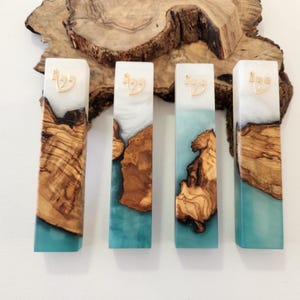 Handmade Olive Wood Epoxy Resin Mezuzah Case: Made in Israel Judaica Jewish Home Decor image 13