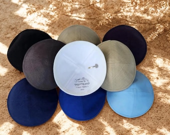 Kippot de linho personalizado: quipá estampada para casamento ou Bar Mitzvá com presilhas.
