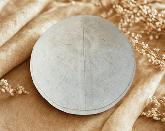 Personalisierter Leinen Kippot: Silber-Grauer Druck, Bar/Bat Mitzvah, Hochzeit