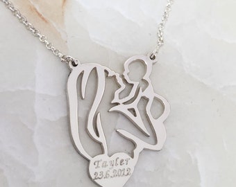 Mothers Necklace With Baby Name - Mother and New Baby Necklace - Mother and Daughter or Son Necklace -Baby Shower Gift - Mother's Day gifts