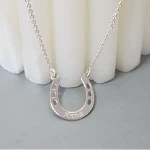 Engraved Horseshoe Necklace -Personalized Horseshoe Necklace -Lucky Horseshoe Pendant -Dainty Necklace for Her -Gift for Mother's Day