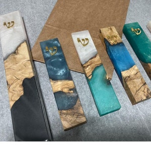 Handmade Olive Wood Epoxy Resin Mezuzah Case: Made in Israel Judaica Jewish Home Decor