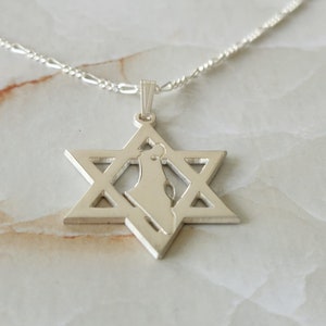 Davidstern mit Israel Map Halskette - Karte von Israel Anhänger - Jüdische Geschenke für Männer und Frauen - Jejuda Schmuck aus Israel, dem Heiligen Land