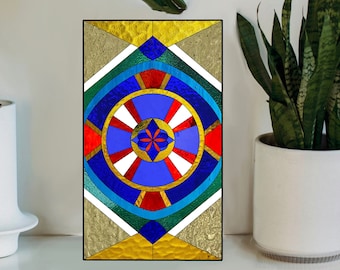 Geometric Stained Glass Pattern: Suncatcher Window Template (Digital Download)