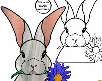 Stained Glass Rabbit Suncatcher Pattern: DIY Window Decor (PDF Download A4/JPEG File)
