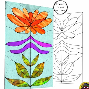 Floral Stained Glass Pattern: Sun Catcher Window Hanging (PDF Downloadable Template)