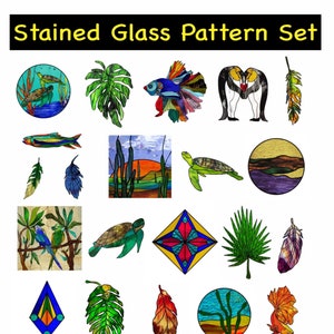 Stained Glass Suncatcher Patterns: Animal, Flower, Landscape (Digital Download)