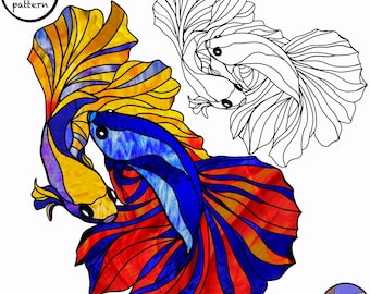 Stained Glass Fish Pattern: Suncatcher Template (PDF Downloadable Pattern)
