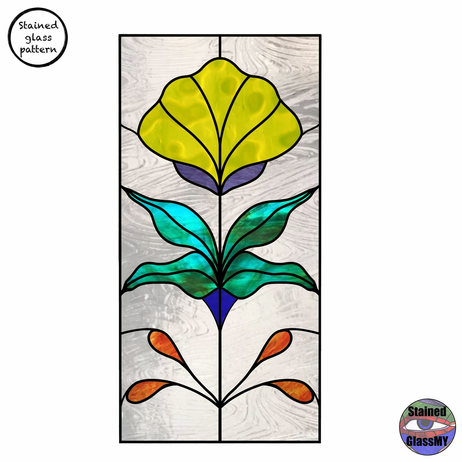 Floral Pattern for Stained Glass, Plant Design for Sun Catcher ...