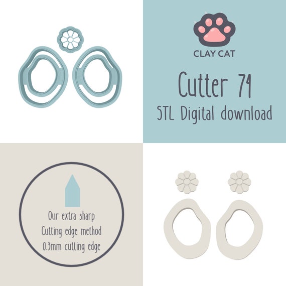 Cutter 74 | Flower with Organic Shape | Polymer Clay Cutter | Digital Cutter File Download