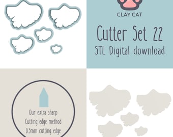 Gingko Cutter Set | Gingko Outline Cutters | 5 Polymer Clay Cutters | Gingko Leaf Clay Cutters | Digital STL File Download