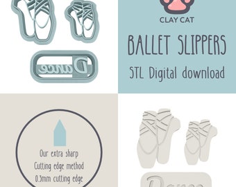 Ballet Slippers Cutter Set | Dance Clay Cutters | Ballet Slippers Clay | Polymer Clay Cutters | Digital STL File Download