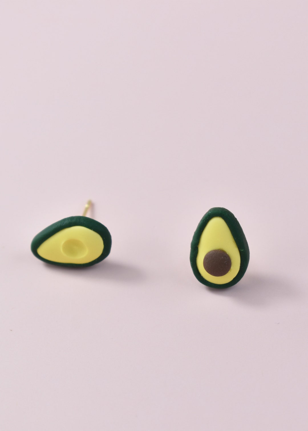Avocado Polymer Clay Stud Earrings Avocado Halves Hypoallergenic