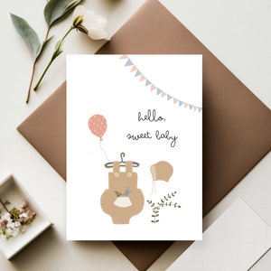 Tarjeta de bienvenida digital para bebé recién nacido, Regalo para niña recién nacida, Regalo Babygirl Babyboy, Regalo para nuevos padres, Tarjeta de felicitación para recién nacidos y padres