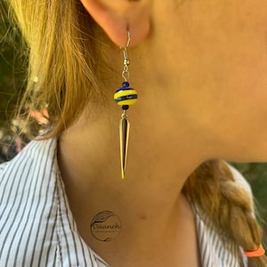 Pendientes de bola de vidrio rayado/Regalo de cumpleaños/Regalo para niños/Regalo para ella/Hechos a mano/Arte de lámpara/Pendientes estilo Murano/Pendientes coloridos