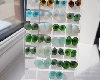 Genuine Sea Glass Stud Earrings