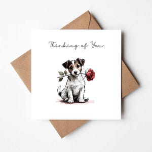 Carte Pensées à vous Carte de voeux sentimentale Jack Russell Terrier