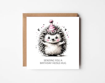 Carte câlin d'anniversaire hérisson carte d'anniversaire hérisson cadeau mignon pour enfants hérisson graphique carte d'impression drôle d'animal
