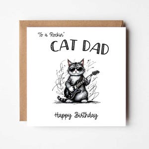 Carte d'anniversaire papa Rockin Cat Carte chat Carte Meilleur papa et parent chat