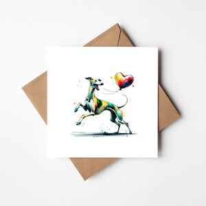 Carte lévrier mignon salutations lévrier carte Whippet carte beaux-arts chien carte de voeux graphique animal