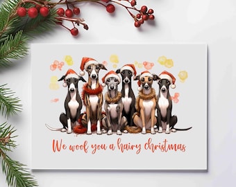 Carte de Noël de lévrier | Carte de Noël drôle de lévrier