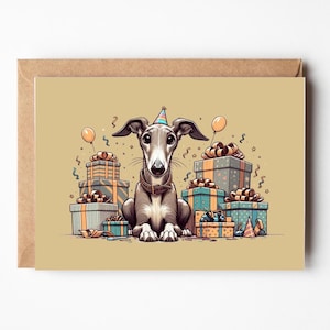 Carte d'anniversaire lévrier mignonne Carte de lévrier mignonne Carte de voeux pour chien Cartes de voeux graphiques animaliers