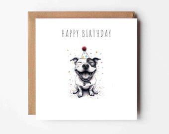 Persönliche Hundekarte Für Geburtstag & Jubiläum – Staffordshire Bull Terrier Fotokarte Mit Einschub, Blanko Innen