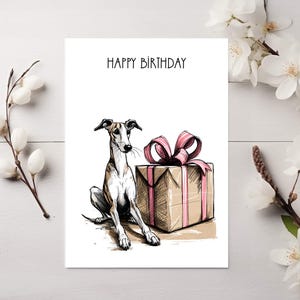 Whippet Geburtstagskarte Hund Mama Grußkarte Blank Innenseite Whippet Karte Hund Zeichnung Blanko Karte Windhund Geschenk