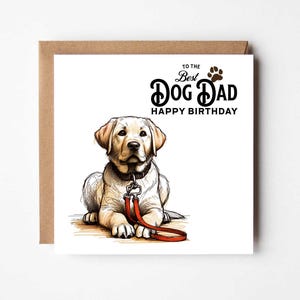 Biglietto di auguri per il compleanno del papà del cane, biglietto di auguri per il Labrador, biglietto vuoto all'interno, regalo per papà del Labrador, cane e genitore