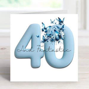 40 ans et carte d'anniversaire fantastique, 40e anniversaire, célébration, papillons, quarante, carte d'étape spéciale, respectueux de l'environnement
