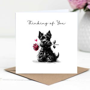 Carte Pensées à vous Carte de voeux sentimentale Scottish Terrier