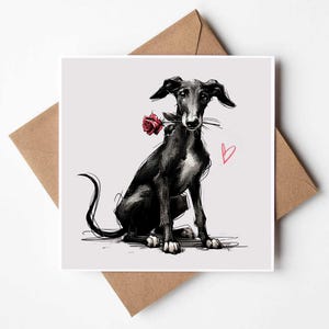 Carte de lévrier Carte de voeux de chien mignon voeux de lévrier Cadeau de chien pour la fête des mères Message d'anniversaire mignon