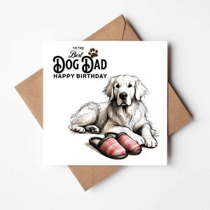 Melhor cartão de aniversário para pai de cachorro Golden Retriever, cartão em branco para melhor pai, presente para pai de cachorro Retriever