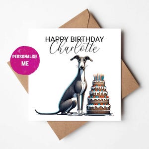 Greyhound Verjaardagskaart Aangepaste groeten Gepersonaliseerde hondenkaart Greyhound Ouder hond cadeau moeder