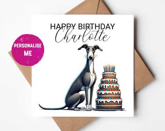 Biglietto d'auguri personalizzato per levriero / Regalo personalizzato per cani / Biglietto di auguri per levriero