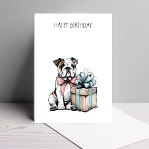 Carte d'anniversaire bouledogue, carte de voeux pour maman, chien, carte blanche à l'intérieur, cadeau pour les amoureux des chiens