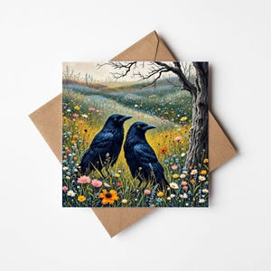 Kraaikaart Fine Art Wenskaart Vogelliefhebbers Kraaikunst Grafische Vogelprint Kaart Leeg