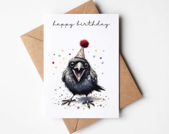 Crow Birthday Card | Bird Lover Greetings | Birthday Gift