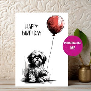 Shih Tzu Geburtstagskarte Hund Mama Grußkarte Grußkarte innen leer Füge Deine eigene Nachricht hinzu Shih Tzu Karte Niedliche Hunde Zeichnung