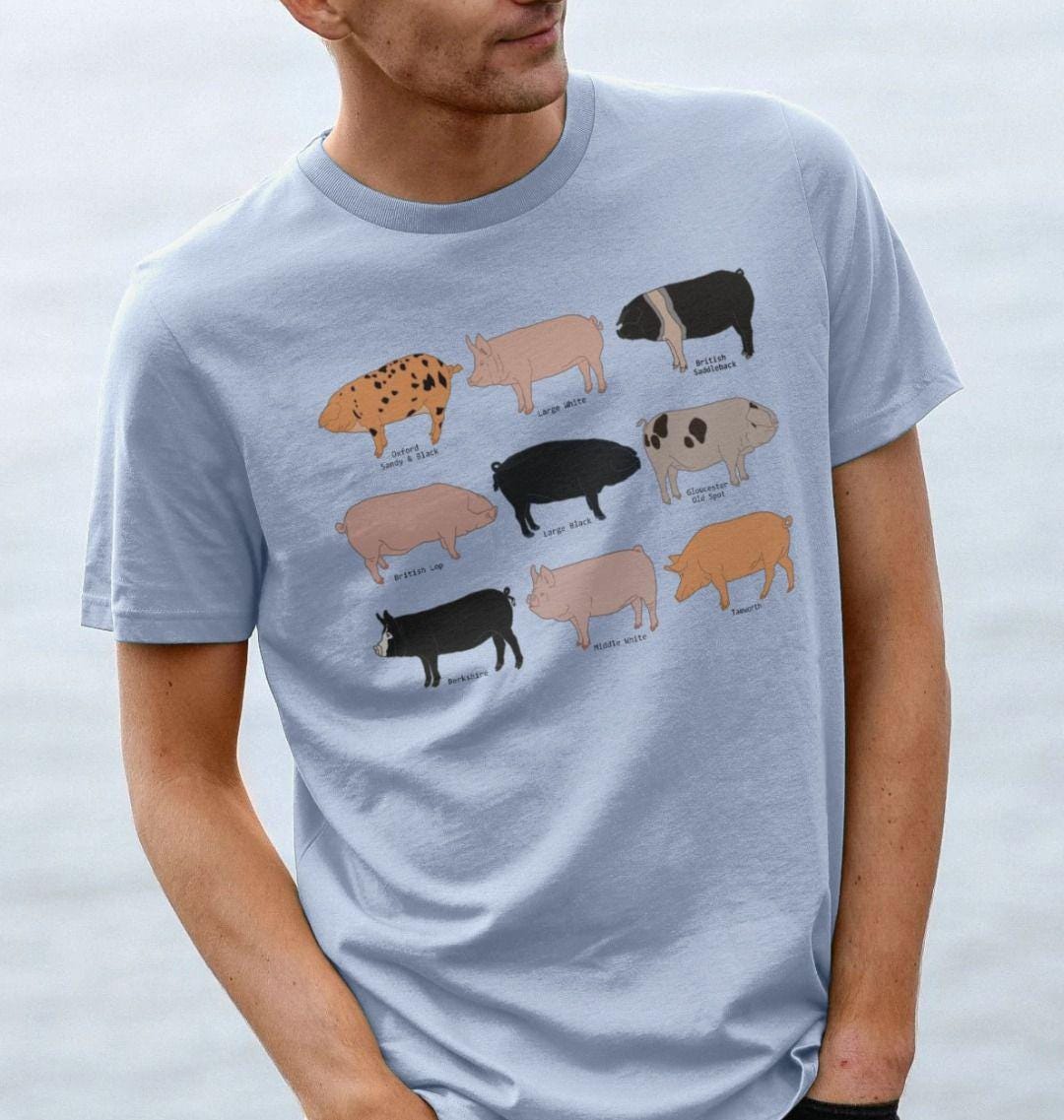 Rare Breed Pigs T Shirt Unisex T-shirt Pig T-Shirt Organic Cotton Eco Tee