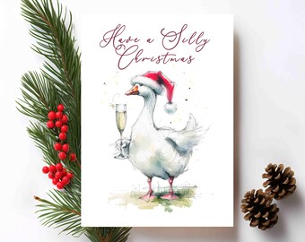 Goose Christmas Card | Silly Goose Festive Wishes | Xmas Greetings