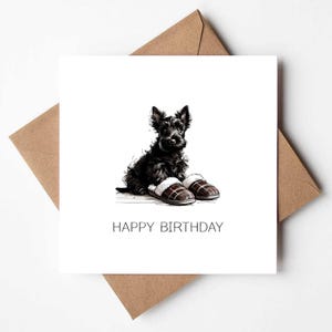 Carte d'anniversaire de terrier écossais Carte intérieure vierge Carte de joyeux anniversaire Scottie